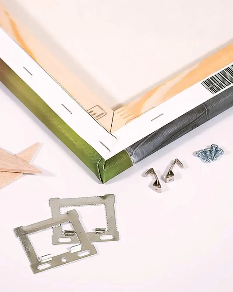 Packaged product with hardware components on a white background