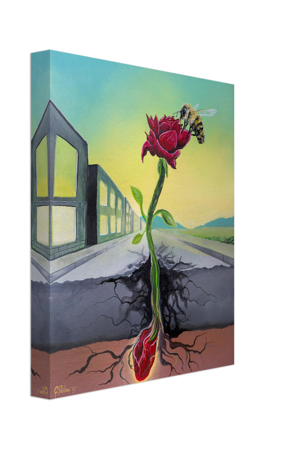 Rose That Grew Through The Concrete | Persistence | Evolution | Stretched Canvas Print