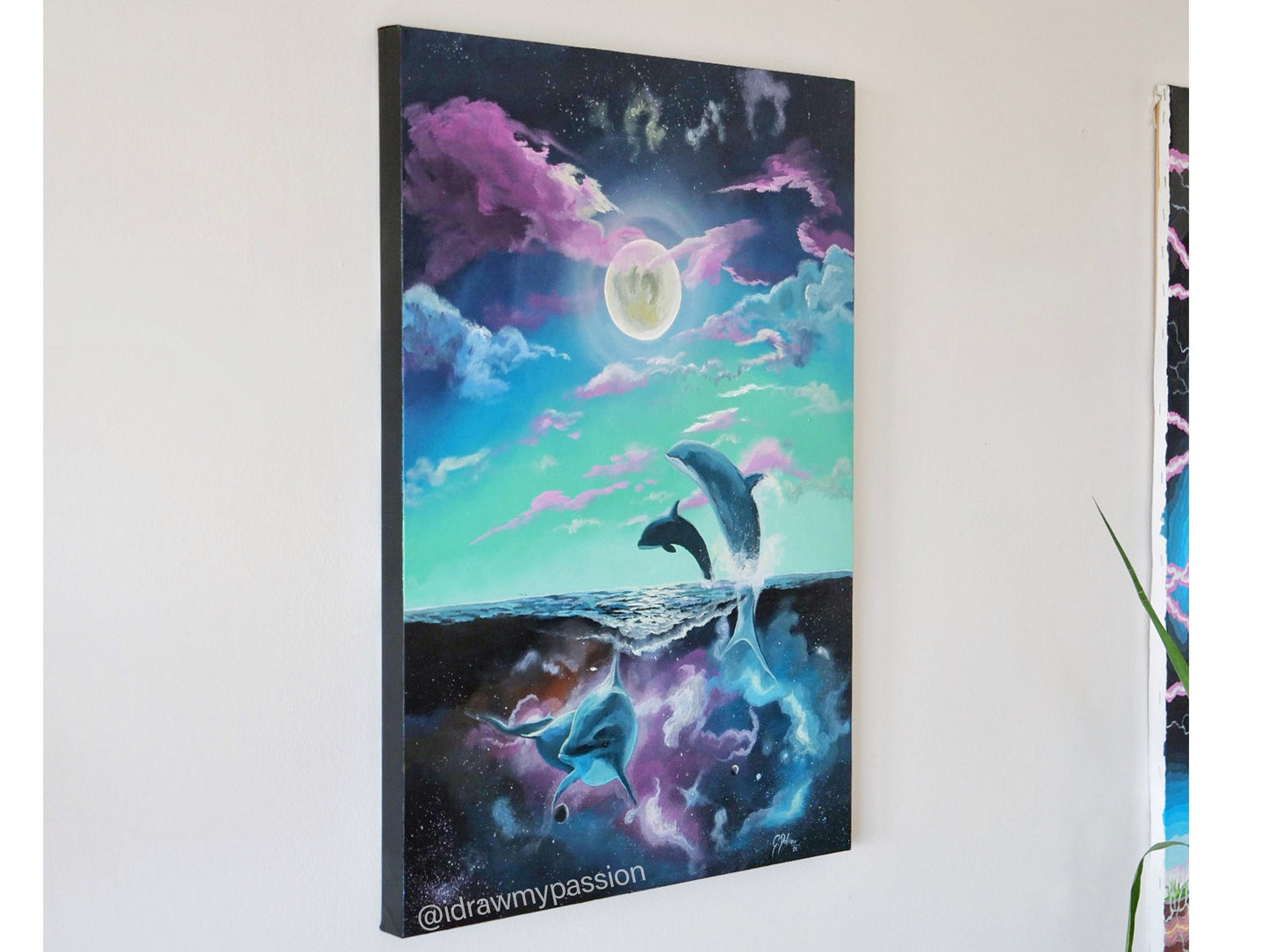 Full Moon Magic | Dolphins | Intuitive & Energetic Canvas Print