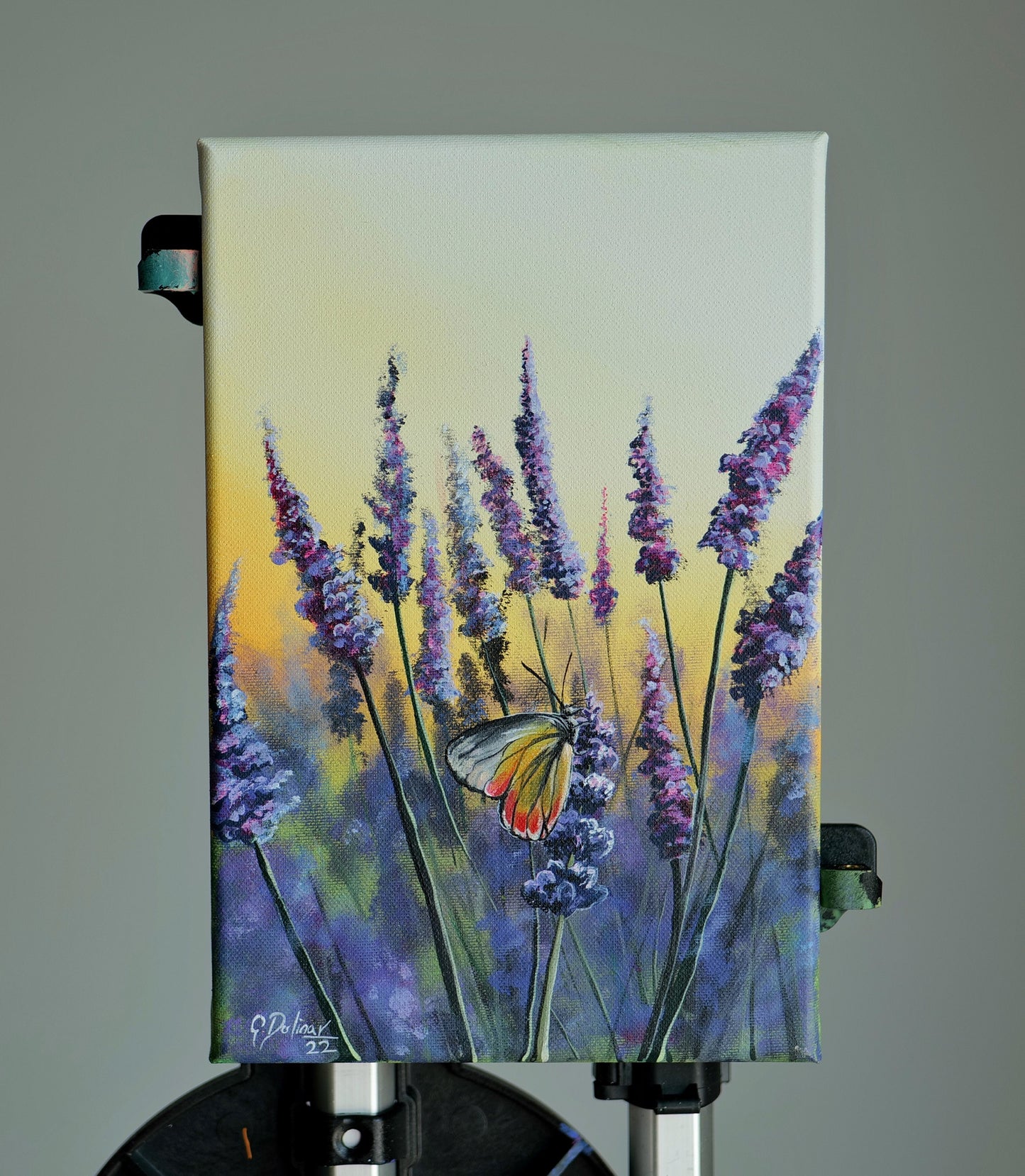 Lavender Breeze | Butterfly in the Sunset | Lavender Painting | Canvas Print