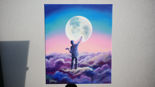 Create Your World | Full Moon | Celestial & Universe | Stretched Canvas Print