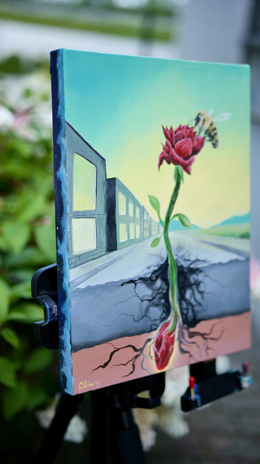 Rose That Grew Through The Concrete | Original Painting