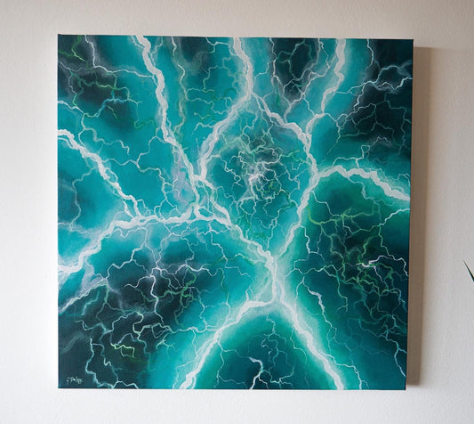 Ether painting showing inner transformation and expansion with colors and forms mirroring the flow of change and energy field