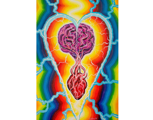 Heart Brain Coherence painting showing vibrational imprint of wholeness and connection representing inner coherence and consciousness harmony