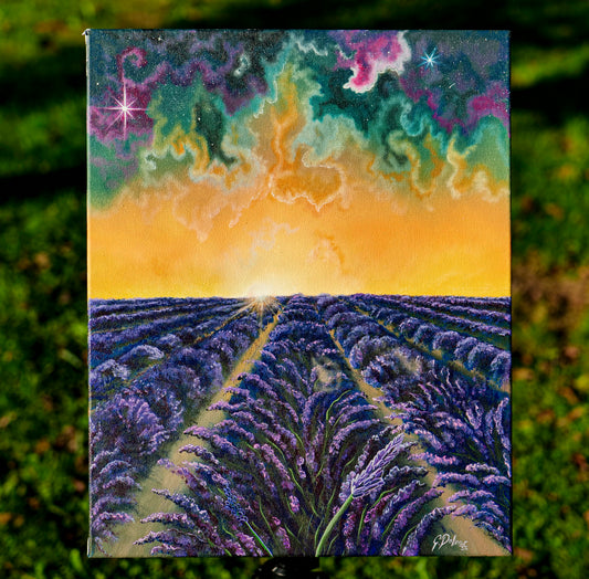 Moment of Serenity - Lavender Sunset Painting | Intuitive, Original Acrylic Painting