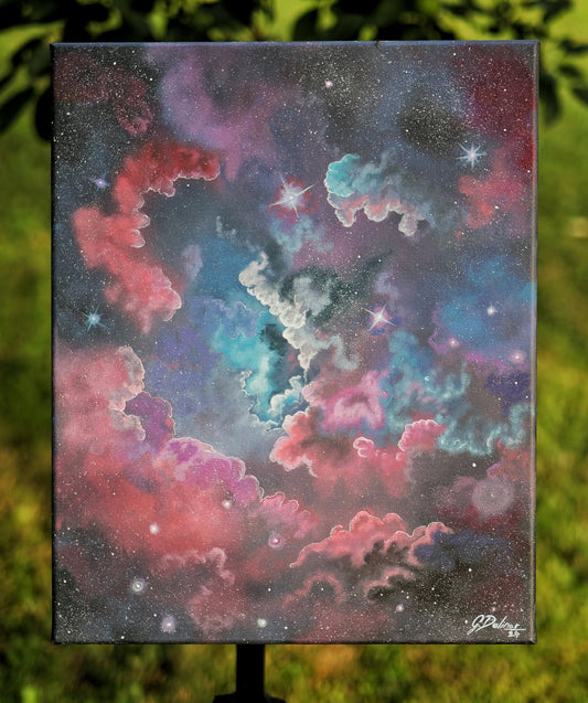 The Universe painting showing cosmic imagery representing infinite traveler journeying through galaxies and embodying the cosmos