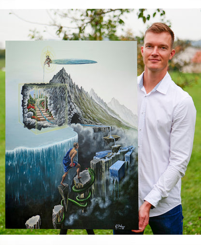 Hero's Journey | Philosophical Painting | Self Mastery | Stretched Canvas Print