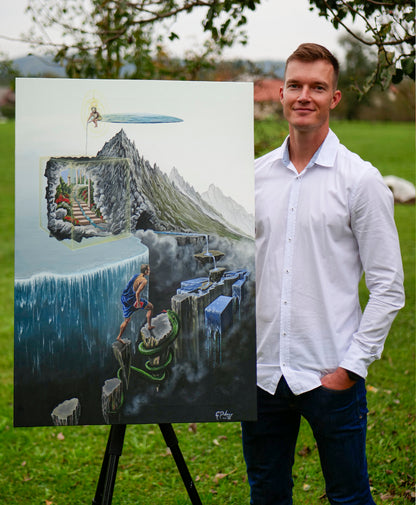 Hero's Journey | Philosophical Painting | Self Mastery | Original Acrylic Painting by Gašper Dolinar