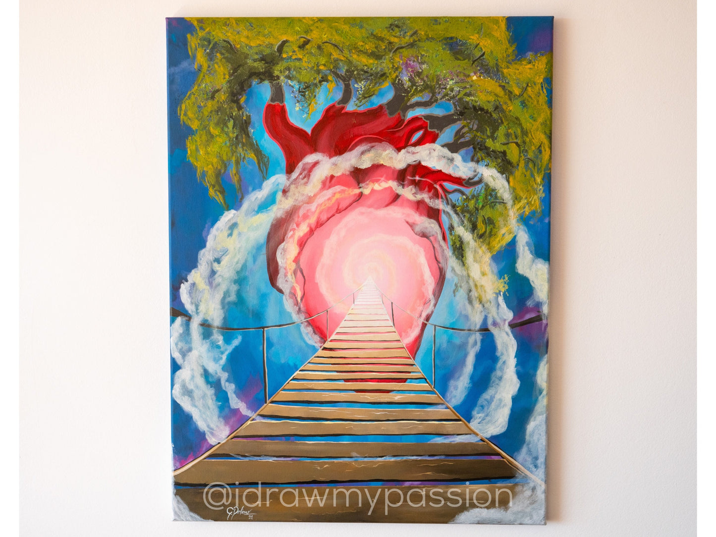 Into the Heart | Trust Yourself | Visionary art by @AttractPassion | Intuitive Energetic Painting | Canvas Print