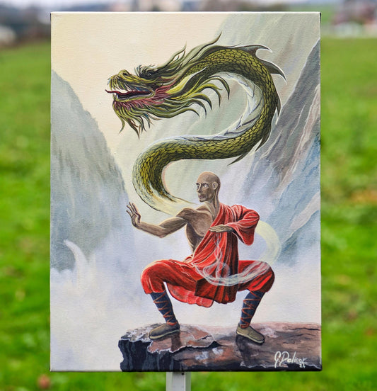 Shaolin Master | Dragon | Original Acrylic Painting