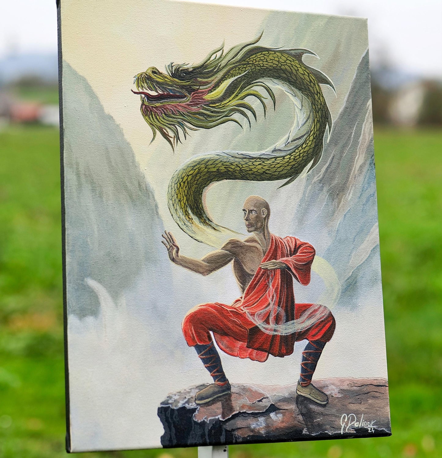 Shaolin Master | Dragon | Original Acrylic Painting