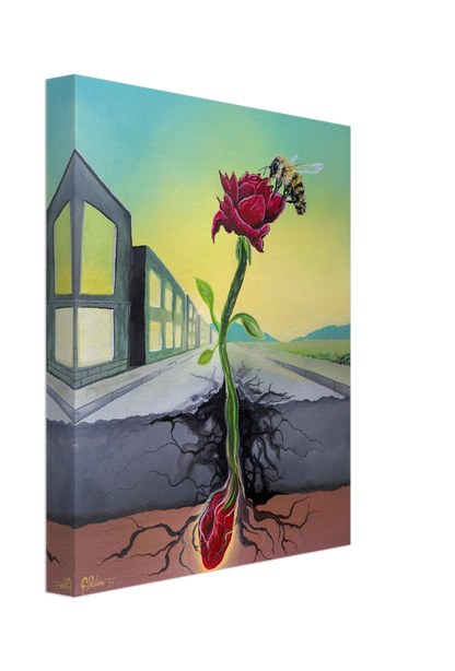 Rose That Grew Through The Concrete | Persistence | Evolution | Stretched Canvas Print