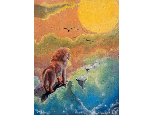 Brave as a Lion painting featuring the Lion Spirit Animal, symbolizing courage, freedom, and purposeful action on the path to personal growth.