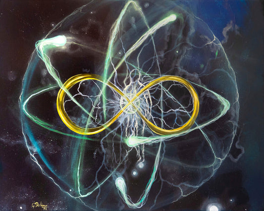 Infinite Potential painting showing expansion beyond beliefs into unknown fields of potential and personal evolution