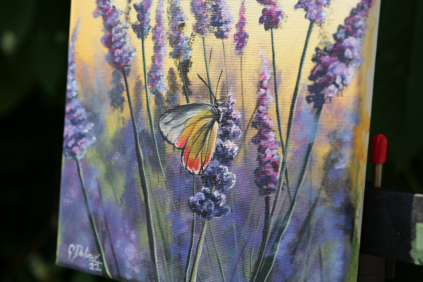 Lavender Breeze | Butterfly in the Sunset | Lavender Painting | Canvas Print